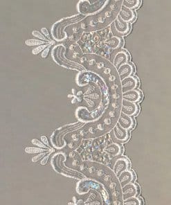 Elfenbein & Weiß Organza-Spitzenborte, perlenbestickt – 12cm