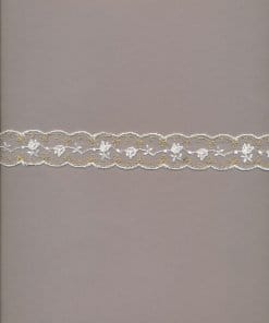 White Tulle Insertion Trim, embroidered with Rayon and Lurex – 1.4cm